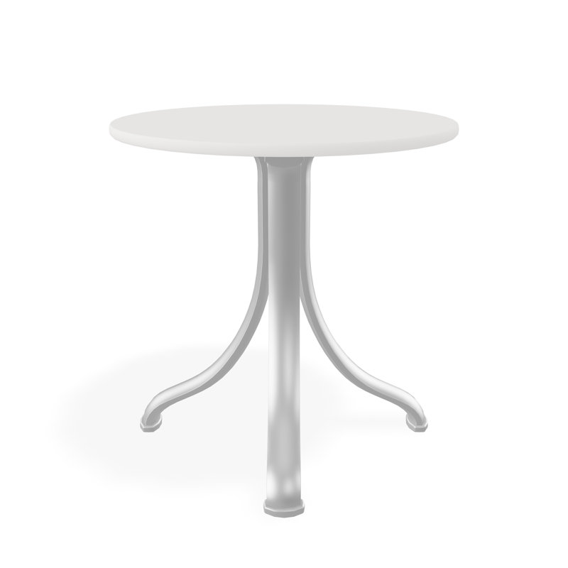 Outdoor Round Side Table, White/White