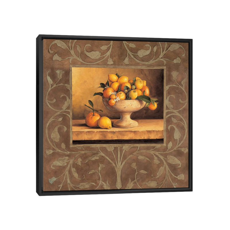 " Oranges And Lemons " by Andres Gonzales, 12" H x 12" W x 1.5" D, Black Framed Canvas