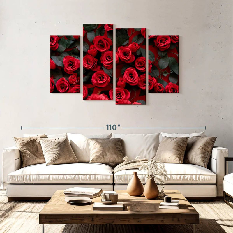 Roses rouges artificielles Harnek, H 48 po x l 75 po