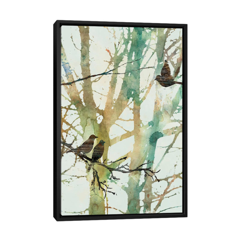 « botanique oiseaux i », impression sur toile, H 26 po x l 18 po x P 1,5 po, Toile avec cadre noir, Pas de tapis