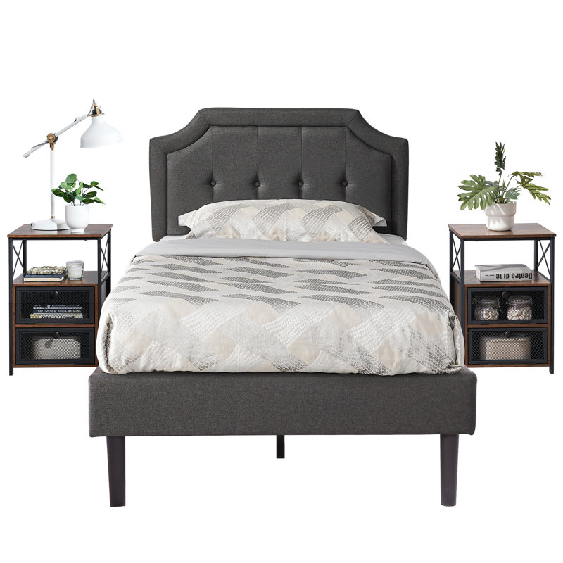 Kempst Steel Piece Bedroom Set, Brown, Twin