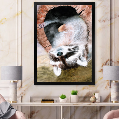 «Fluffy Raccoon jouer à l'envers», reproduction sur toile