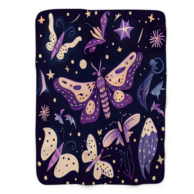 Enigmatic Purple Butterfly - 1 Piece Premium Sherp Throw Blanket