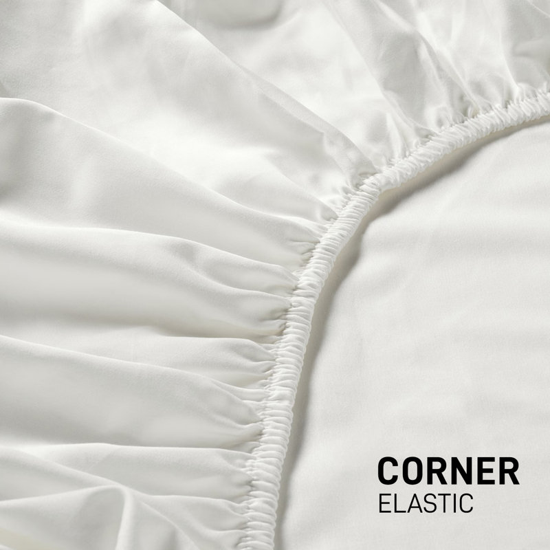 Kian-Scott Plain Weave / Muslin Fitted Sheet, Double (4'6), White