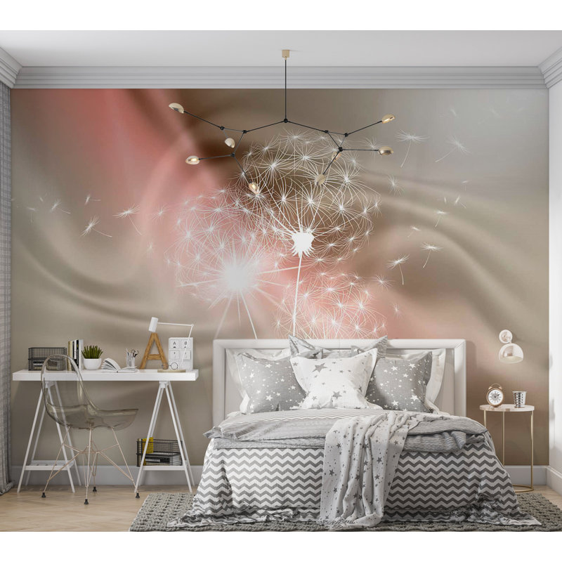 Adhésif mural floral peler et coller - Pissenlit doux, L 82 po x l 115 po