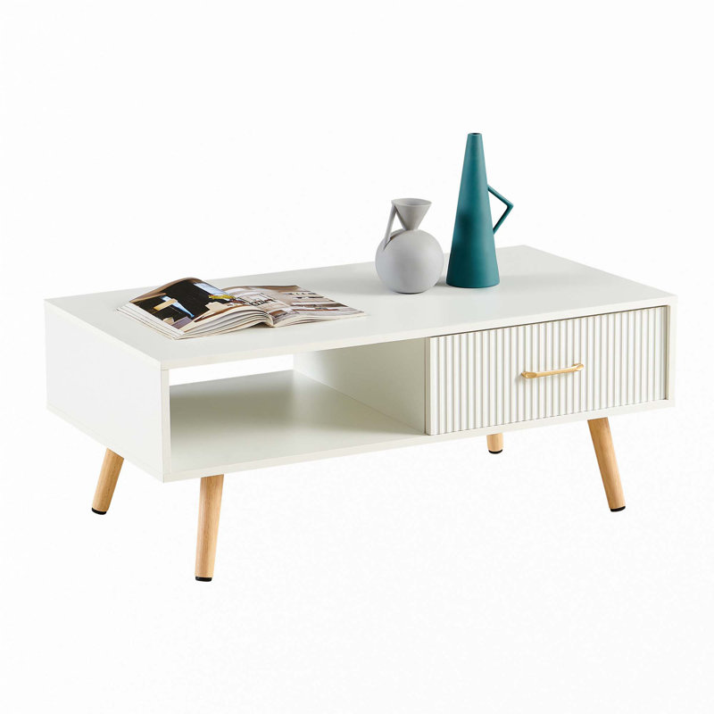 Rectangle Coffee Table With Solid Wood Legs