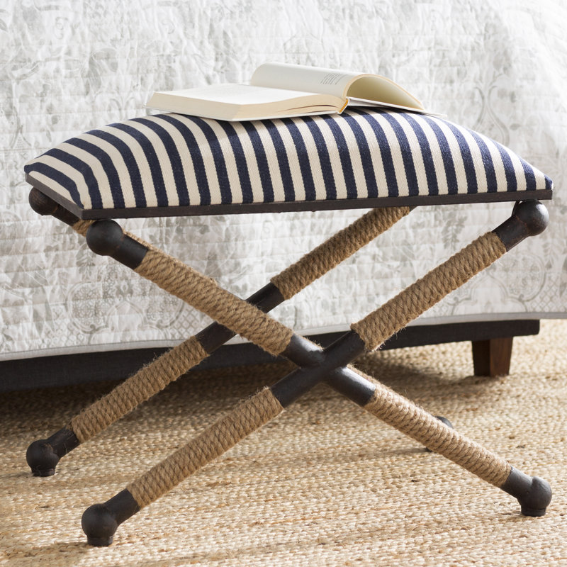 Tabourets d'appoint Cherise, Bleu marine / blanc / brun