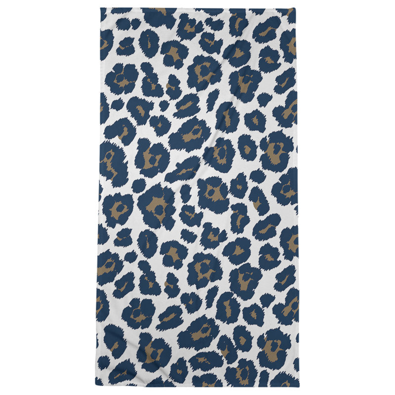 Magna Beach Towel, Polyester/Cotton Blend, White/New Century Gold/Millennium Blue