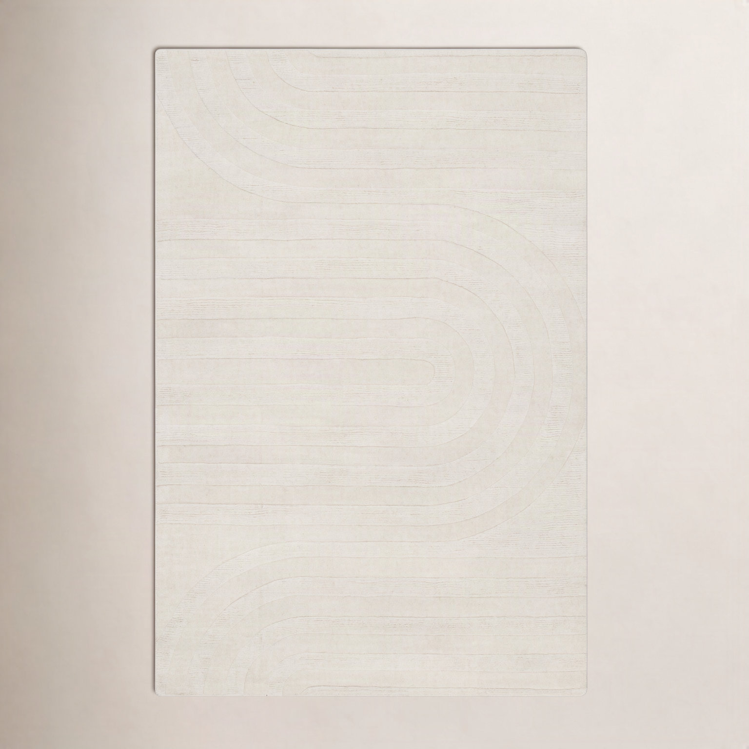 Kell Hand-Woven Cream Wool Rug, Rectangle 5' x 7'6"