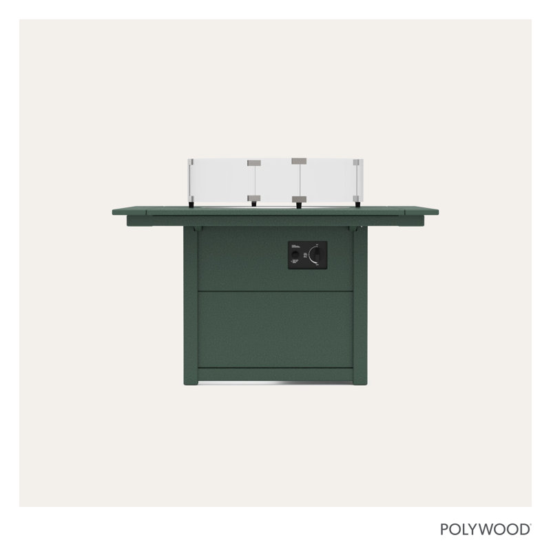 POLYWOOD Square 42" Fire Pit Table, Green