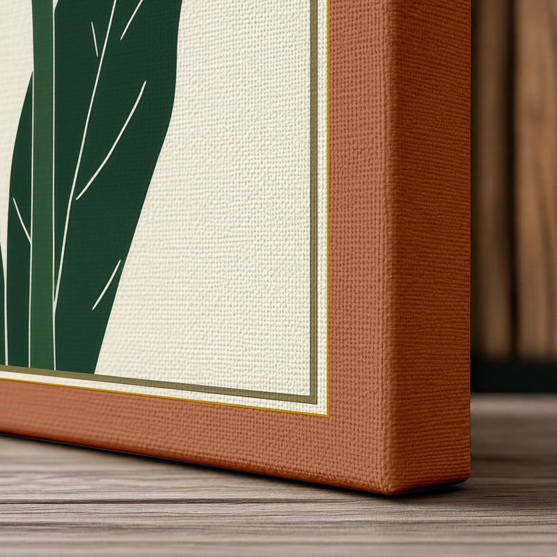 Bird of Paradise Botanical - Wrapped Canvas, 24x16 - 61.0 x 40.6 cm, Terracotta Border