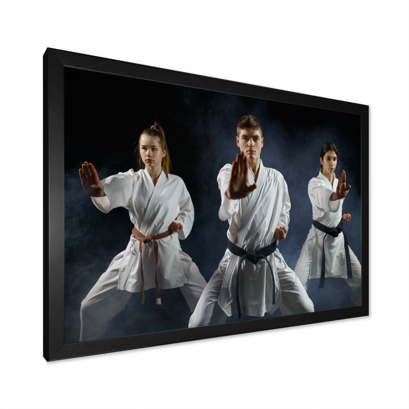 " Martial Arts Fight Training Studio ", Black Single Picture Framed, 16" H x 32" W x 1" D