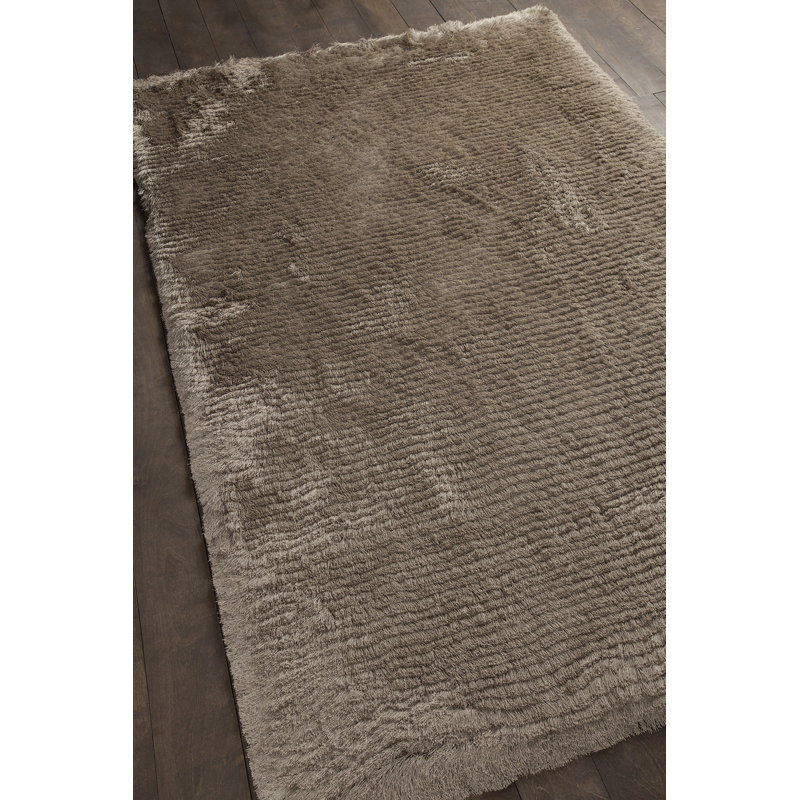 Elisha Hand-Woven Gray/Black Area Rug, Rectangle 5' x 7'6", Brown/Beige