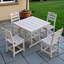 Ensemble de salle à manger blanc Hdpe pour 4, ensemble de patio 5 pièces avec table carrée et 4 chaises, trou pour parasol