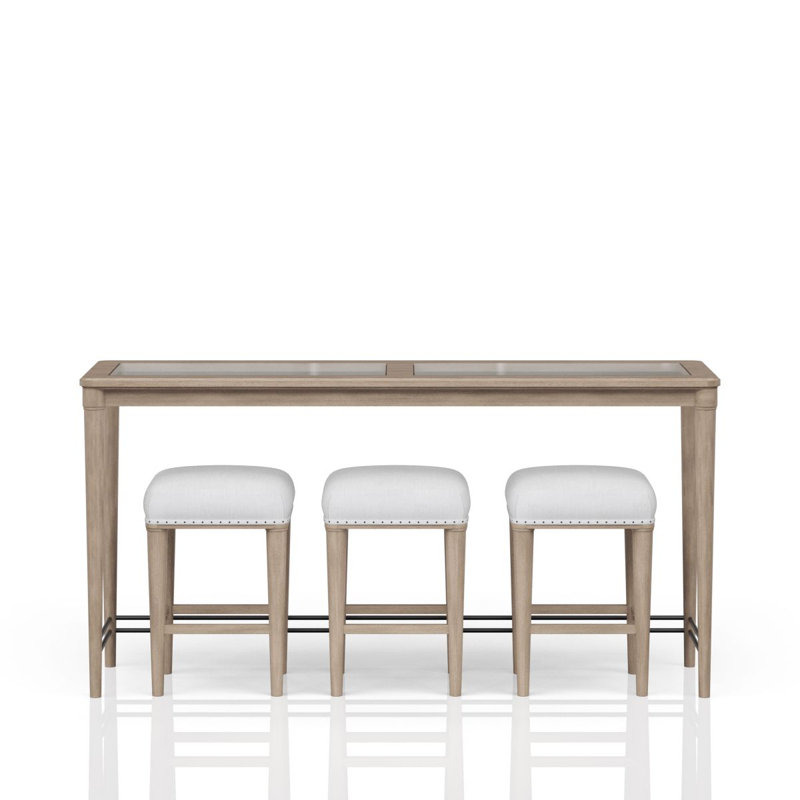 Console en verre givré avec 3 tabourets