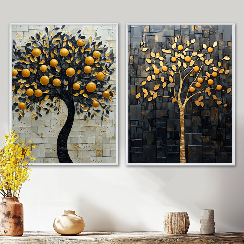 Orangerie au soleil I - Ensemble de 2 impressions encadrées d'agrumes, 32" H x 48" W, White Floater Framed