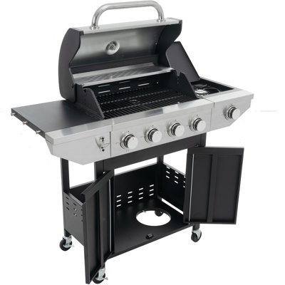 Stainless Steel Propane Grill 4 Burner & Side Burner, 46,500 - Cook Mouthwatering Meals Outdoors With And Perfect For Garden Outdoor Gatherings Fun