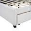 Lit de jour en lin beige avec 2 espaces de rangement, fabrication en bois robuste, compartiments sans sommier, revêtement, base solide, pour l'espace-1859015260