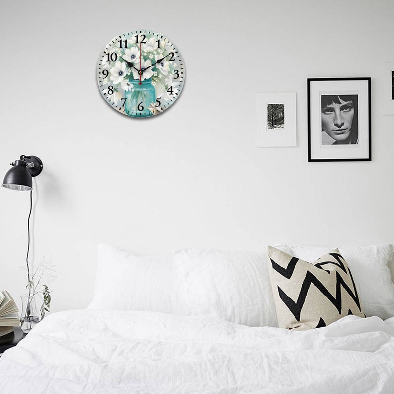 Horloge murale ronde avec pot Mason, 12 x 12 po