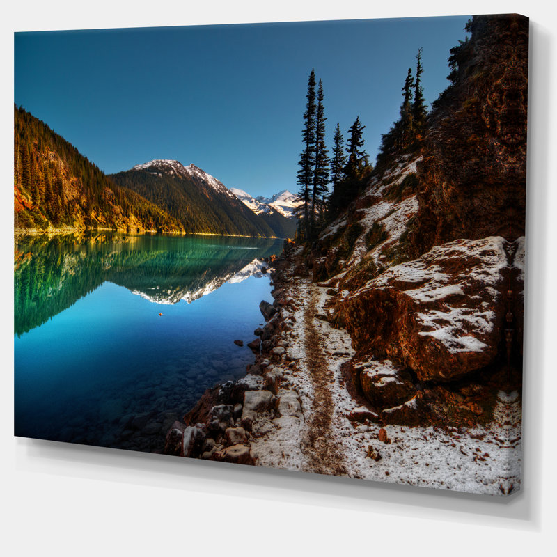 «Blue Clear Lake with Mountains», reproduction de photo sur toile tendue, H 28 po x l 60 po