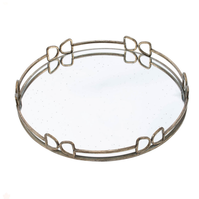 Plateau miroir argenté rond D16.1X2 "Valentina