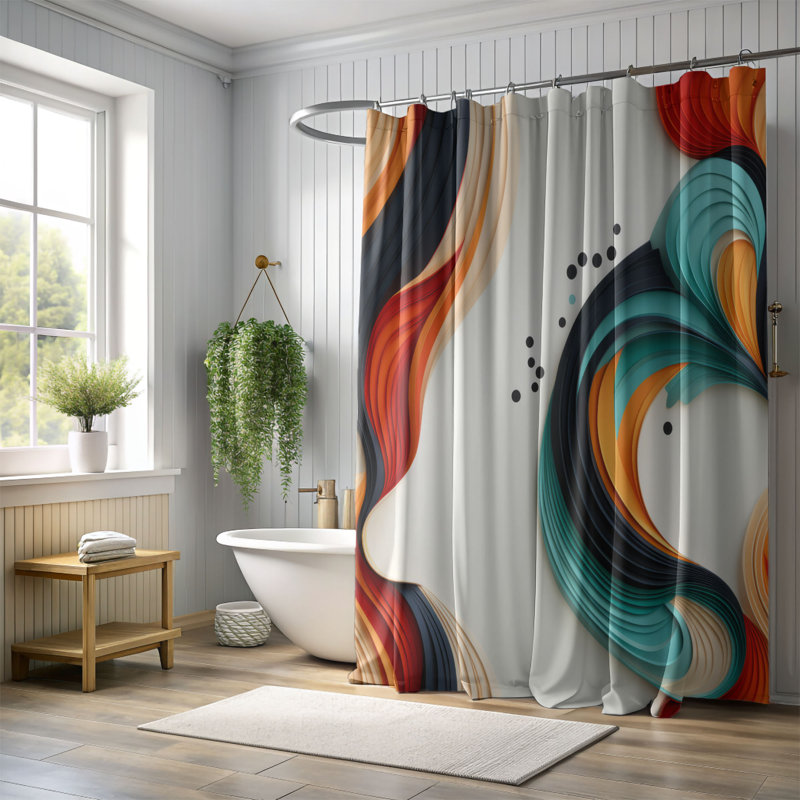 Fusion Designs - Rideau de douche Premium, H 74 po x l 71 po