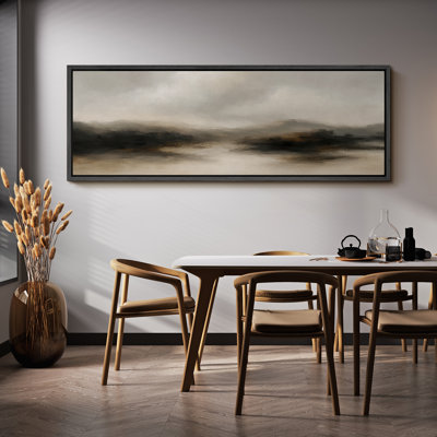 Large Framed Canvas Print Wall Art - Neutral Abstract Landscape Print for Minimalist Modern Wall Decor