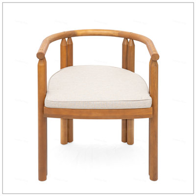 Chaise de salle à manger avec accoudoirs en bois d'acacia avec coussin Cove, durable et élégante pour l'extérieur