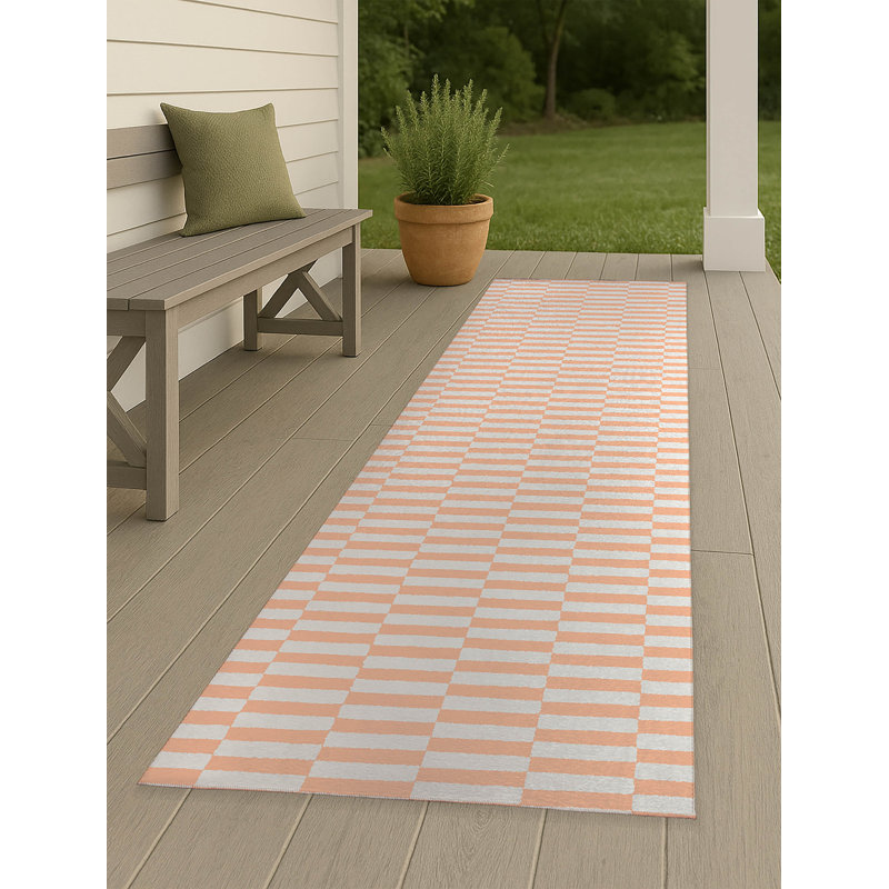 Off Stripe Non-Slip Outdoor Rug, Runner 2'6" x 8'
