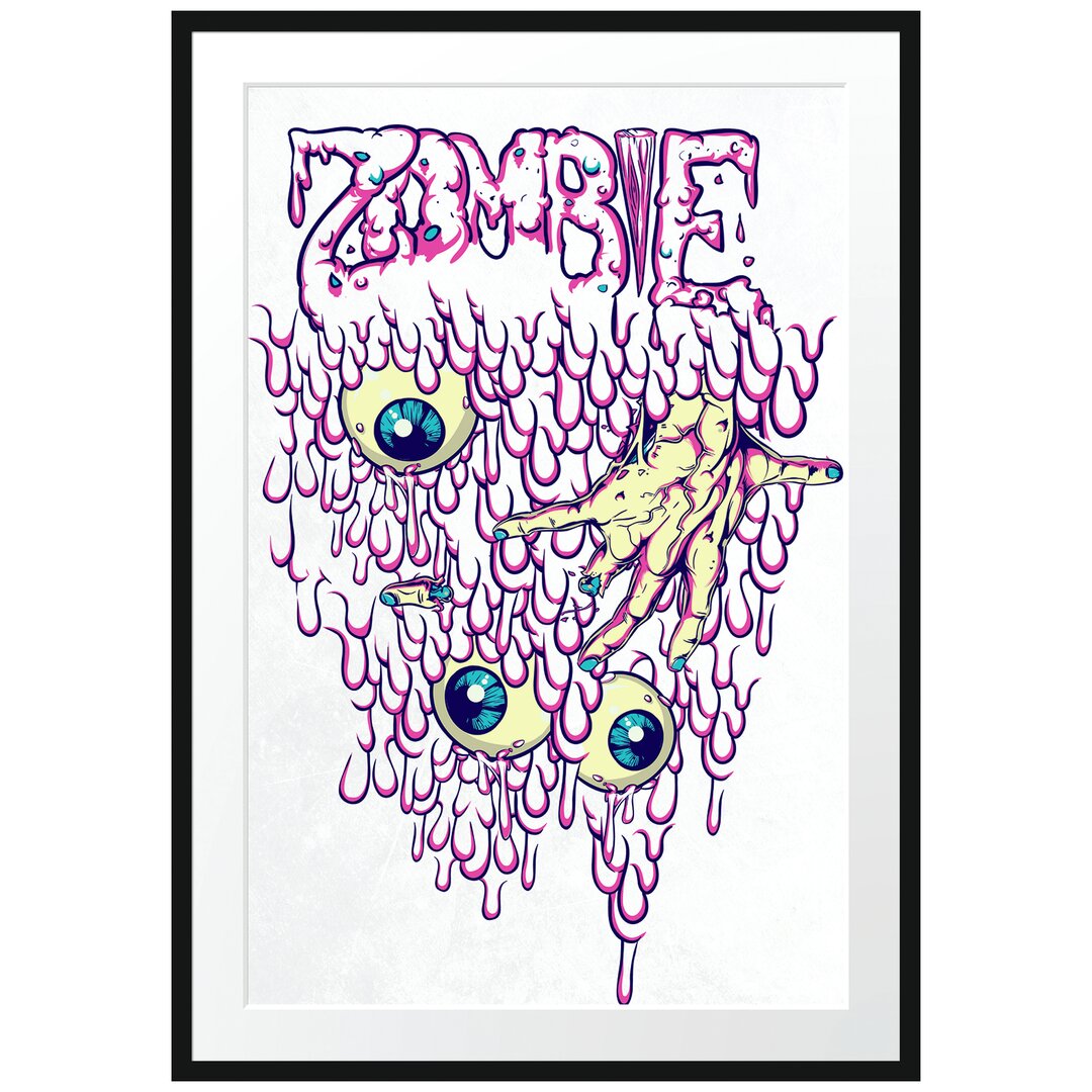 Gerahmtes Poster Zombie-Eyes White