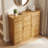 5-Tier 21 Pairs Storage Free Standing Bamboo Shoe Rack Blinds with Door, for Entryway Hallway