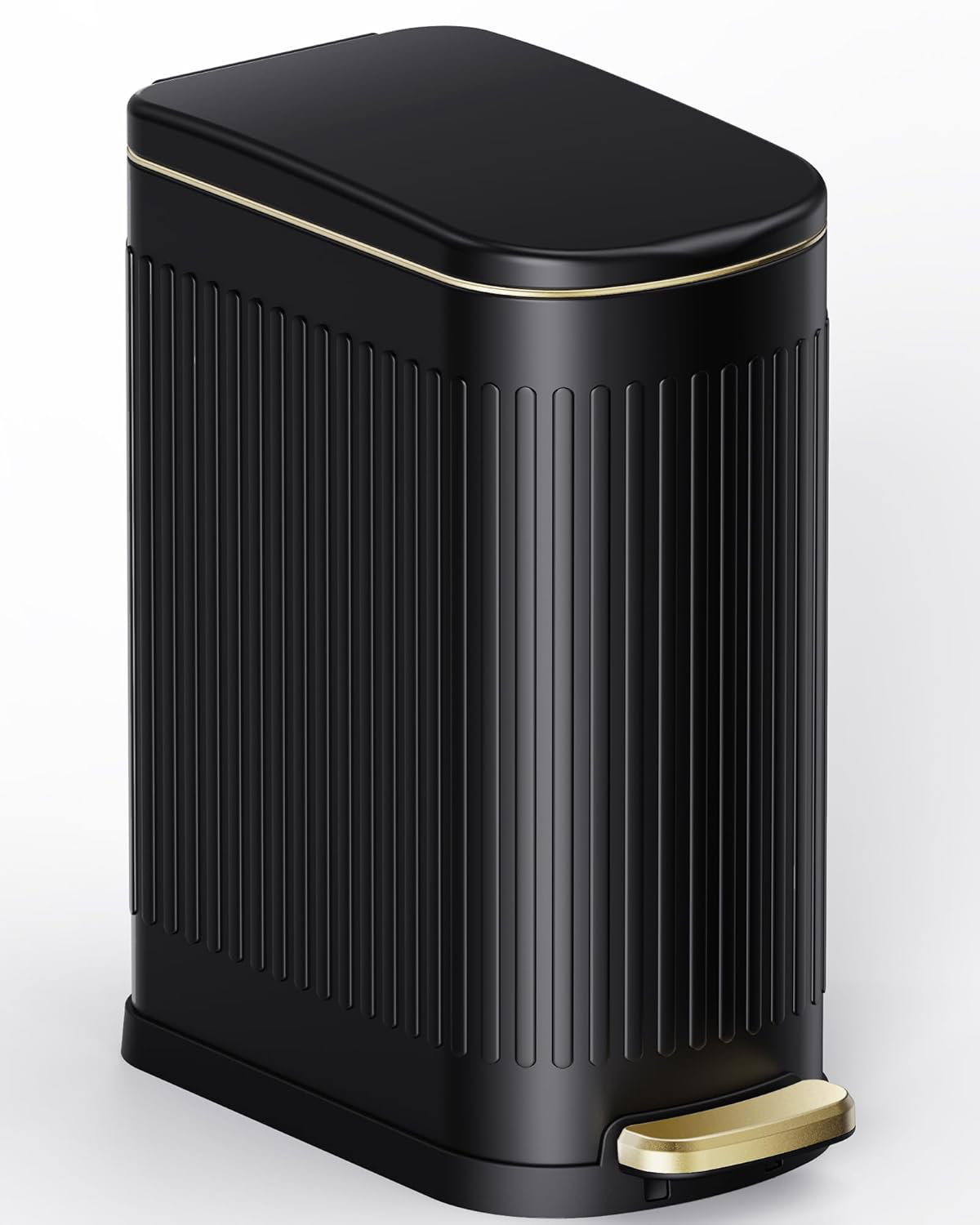 X???MAX FURNITURE Black Bathroom Trash Can With Lid-10L/2.6 Gallon ...