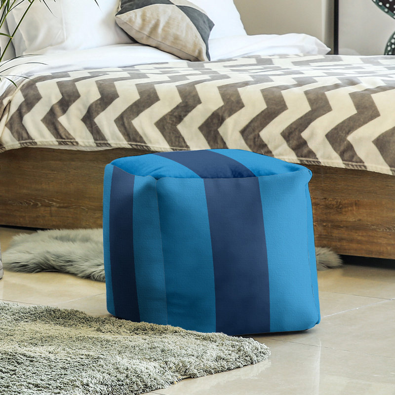 Repose-pieds cubique Tennessee, H 13 po x l 13 po x P 13 po, Bleu / Rouge