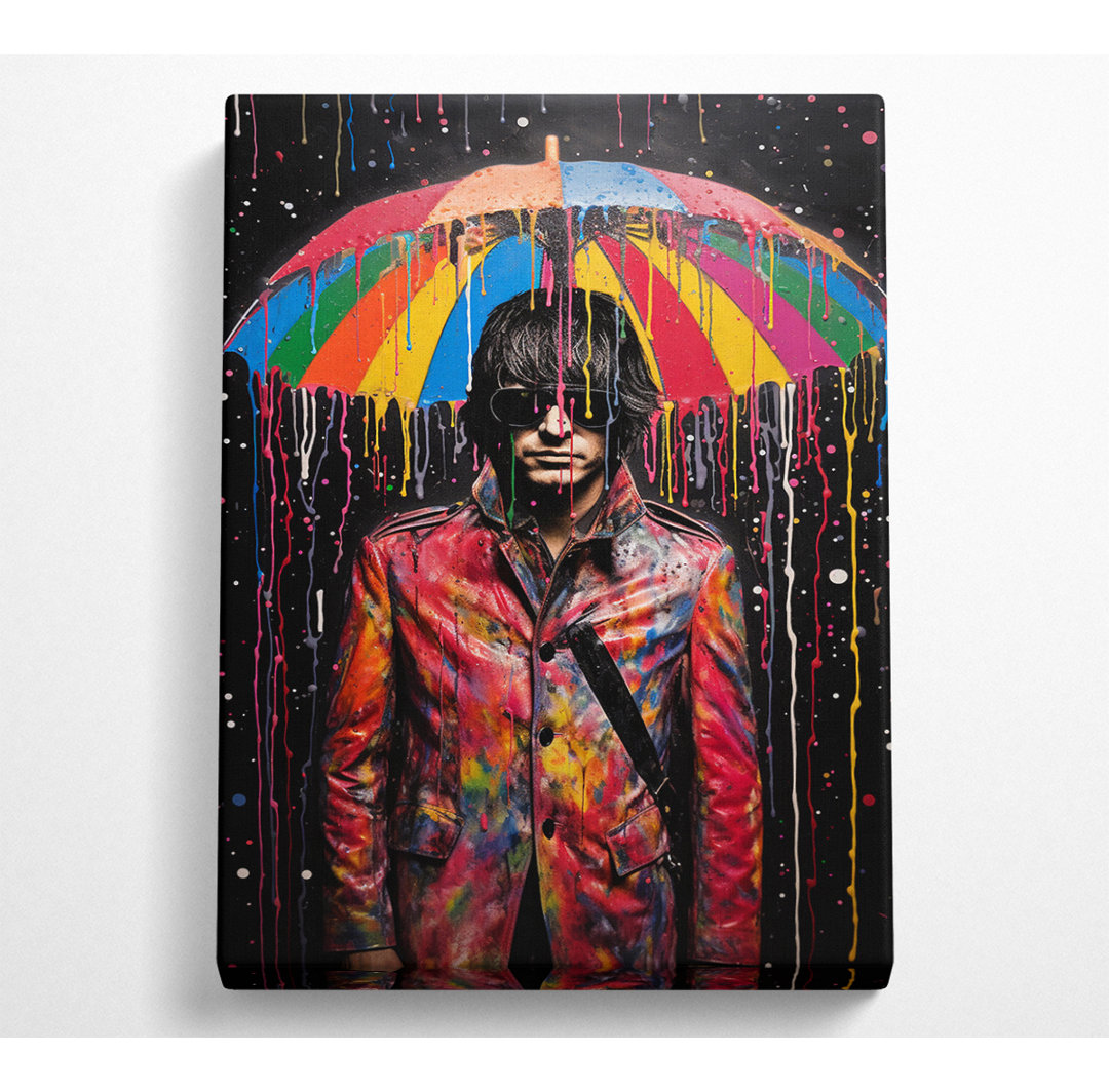 Rainbow Umbrella Man - Kunstdrucke auf Leinwand