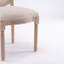 Chaise de salle à manger avec cadre ovale en bois massif de style français et dossier ovale en lin, ensemble de 2, beige
