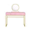 Bureau de coiffeuse à finition rose et or avec miroir et plateau à bijoux Coleen