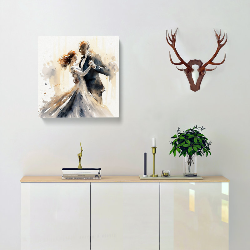 Ballroom Dancing Watercolour - No Frame Print, 50cm H x 50cm W x 3cm D