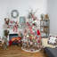 Jupe d'arbre de Noël brodée flocon de neige 48 po beige et blanc