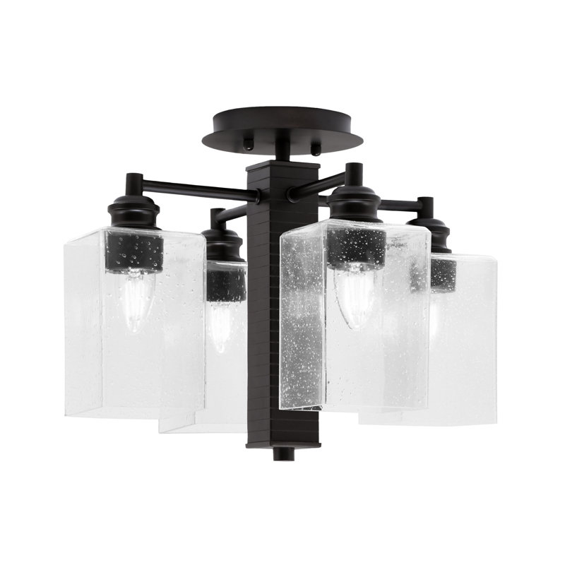 Plafonnier semi-encastré 4 lumières Edge, Espresso, Clair