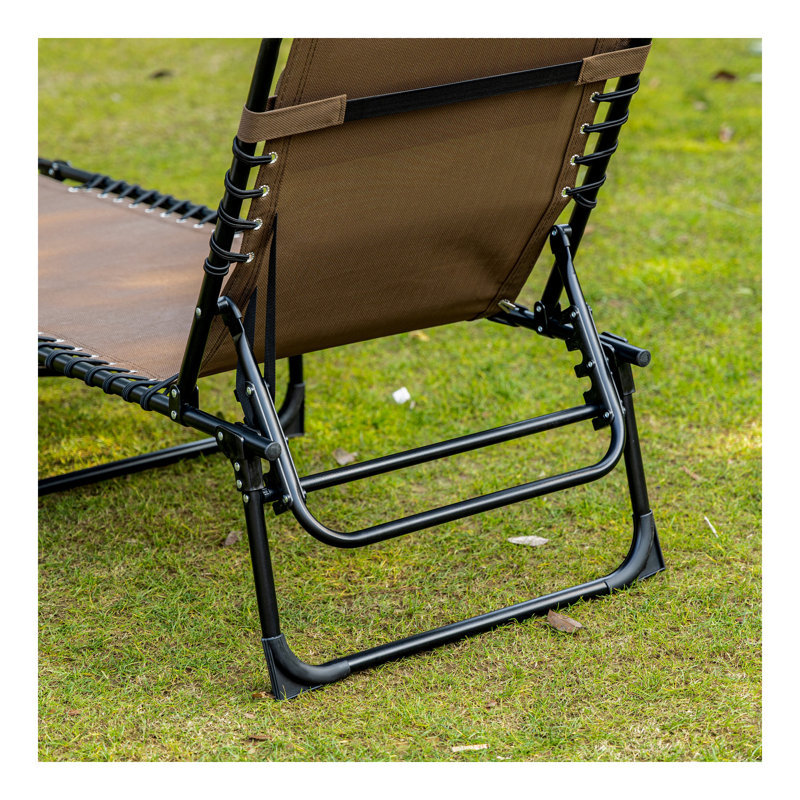 Reclining Chaise Lounge Chair, Portable Sun Lounger, Folding Camping Cot, With Adjustable Backrest And Removable Pillow, For Patio, Garden, Beach,