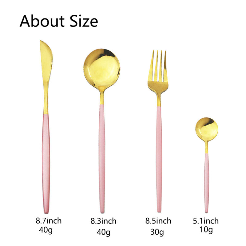 Flatware Serving Set 24 Piece, Pink Gold