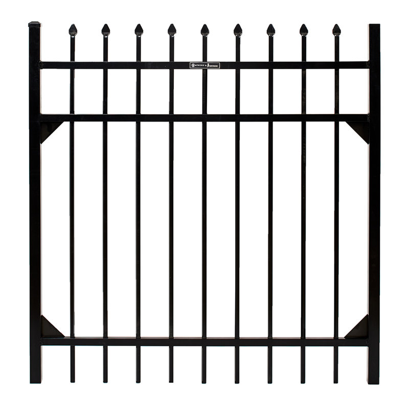 Athens Gloss Black Metal Gate, 4 ft. H x 3.9 ft. W
