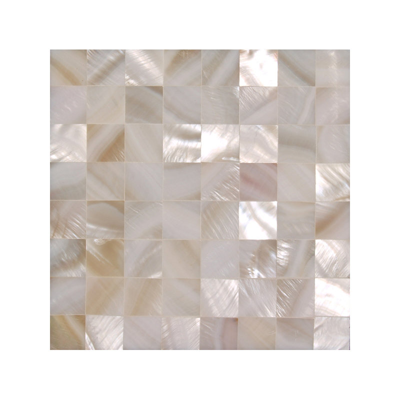 4" x 4" Authentic SeaShell Listello/Border Tile Seamless Square Mosaic in White Flesh Water Mother of Pearl Veined