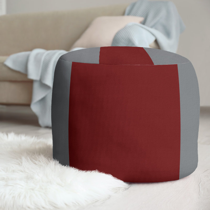 Repose-pieds cubique rond à rayures 20,5", Gris foncé / Marron / Gris foncé