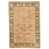 Hand Knotted Wool Area Rug in Rose And Black