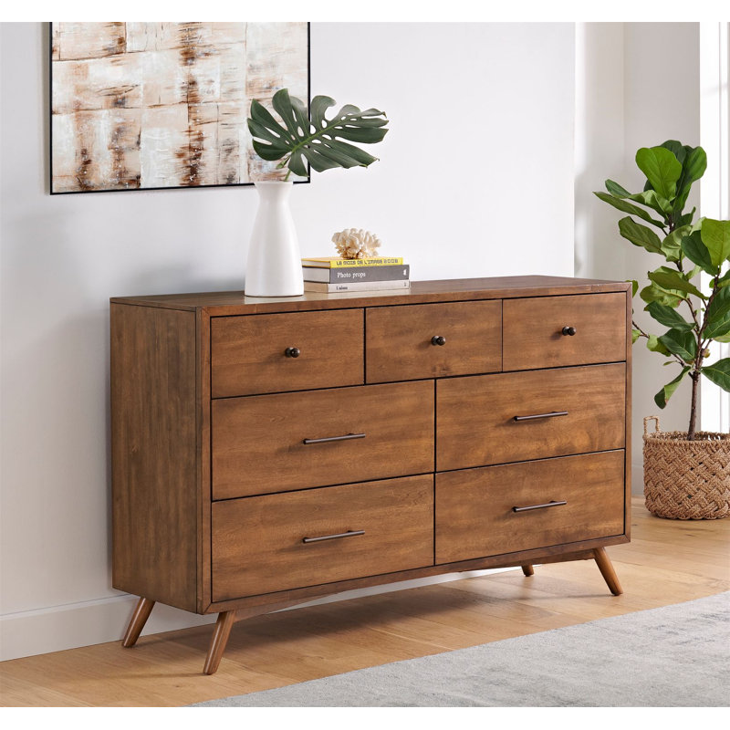 Commode double l 7 tiroirs Glenn, Cannelle