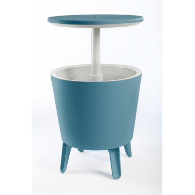Keter 32 Qt. Cool Bar Cooler Outdoor Weather Resistant Patio Furniture 2 in 1 Pop Up Cocktail Side Table and Beverage Cooler Combo