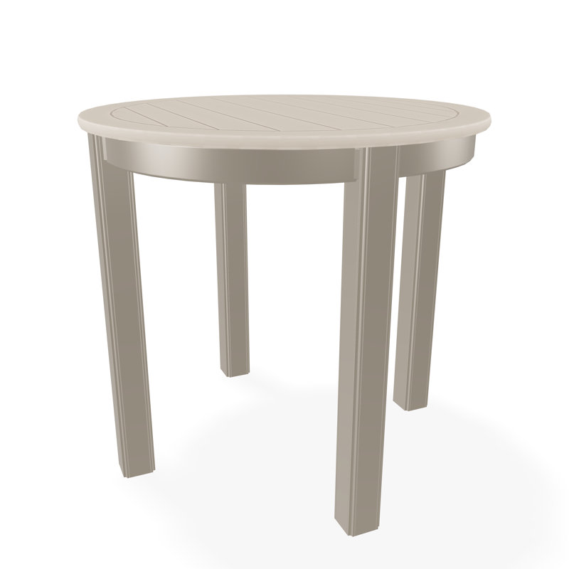 Outdoor Round Side Table, Black/Black, Marine Grade Polymer