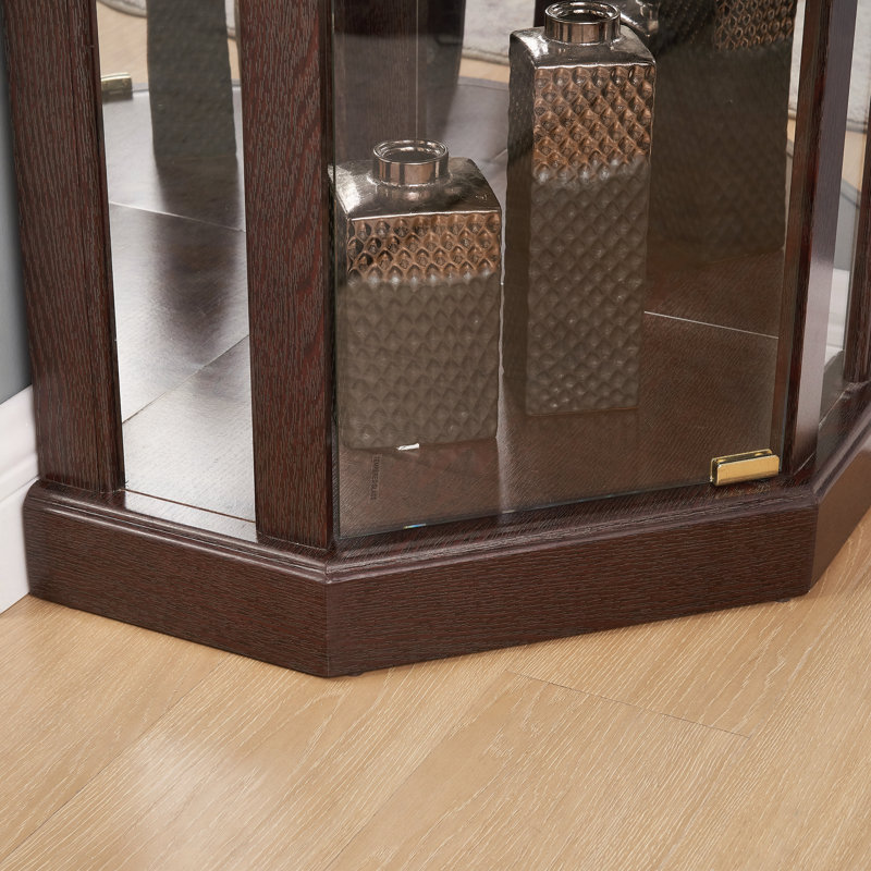 Vitrine d'angle en verre Therris, Cerisier, H 69,85 po x l 16,5 po x P 16,5 po