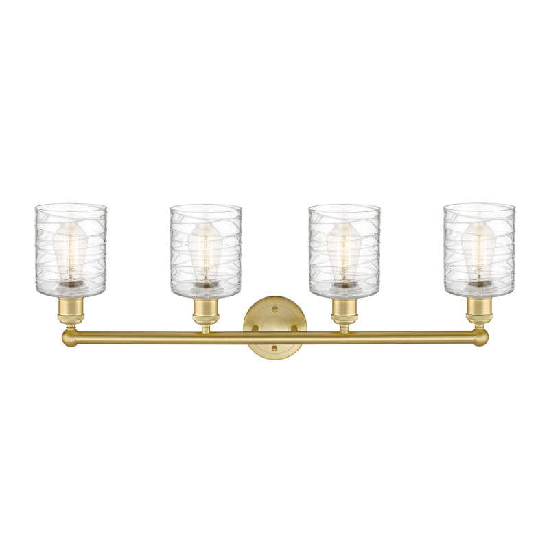 Karon 4 - Light Dimmable Vanity Light, Deco Swirl, Satin Gold